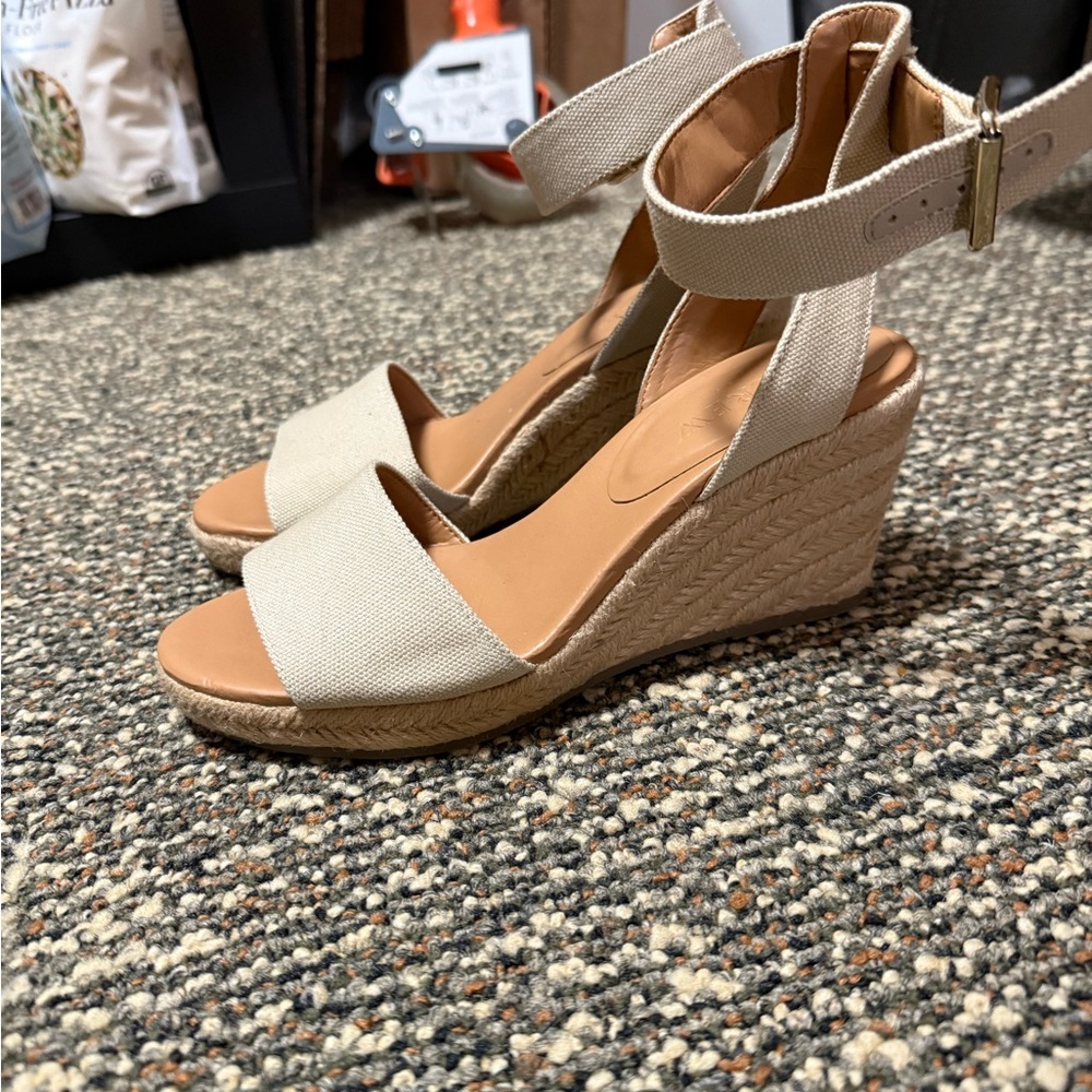Women's Cream J. Crew Wedge Sandal Espadrilles size 6